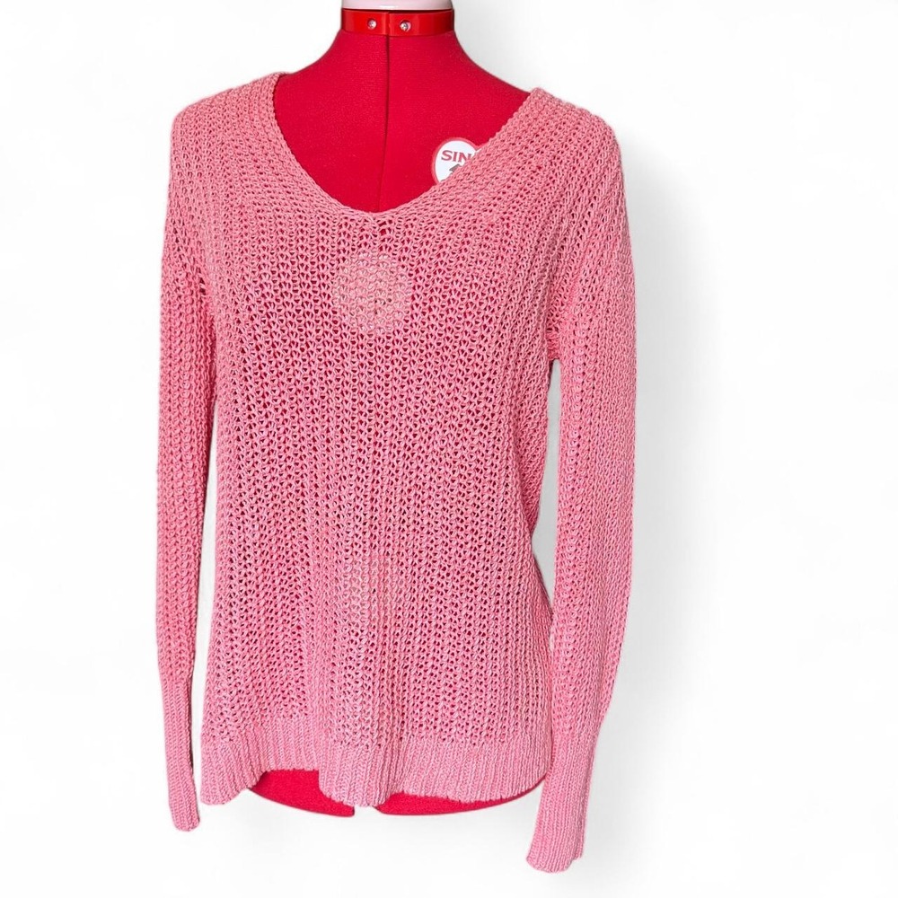 Banana Republic Pink Italian Linen Knit Sweater XS knitwear preppy beach coastal